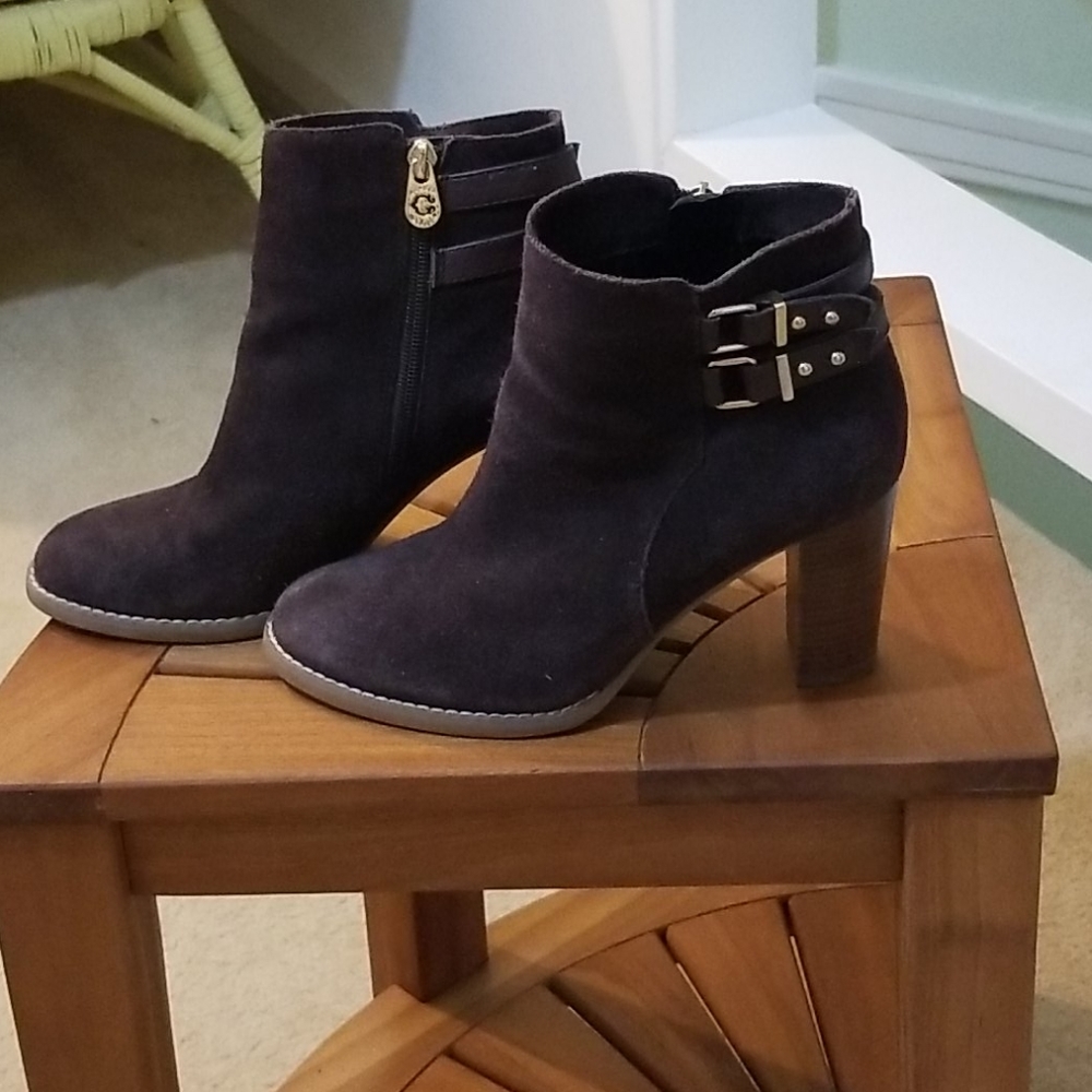 Plum suede booties